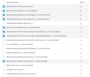 Minimum Security Settings